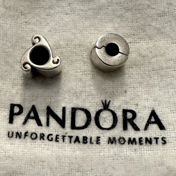 (2) Authentic Pandora Sterling Silver Best Friend Charm Bead & Clip 925 ALE #39 - Picture 9 of 12